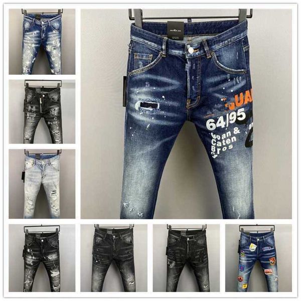 

2023 new arrivals d2 mens luxury purple designer denim jeans holes trousers dsquare jeans coolguy biker pants mens clothing 2lmn1, Blue