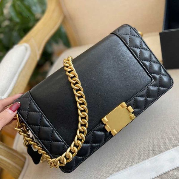 

22ss women classic flap trend crossbody bag goat leather thick gold chain quilted designer tote coin purses shopping bags handbags travel 25