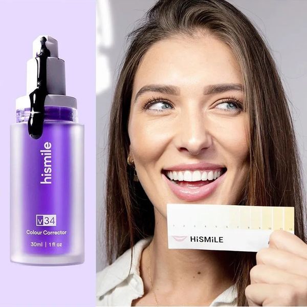

30ml hismile v34 purple toothpaste brighting teeth colour corrector cleans oral cavity keep refreshing yellow stain reduction