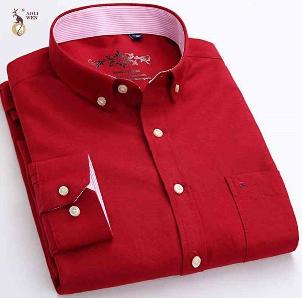 

aoliwen men long sleeve oxford shirt printing solid color stripe spring and autumn casual shirts for men slim 2103315313526, White;black