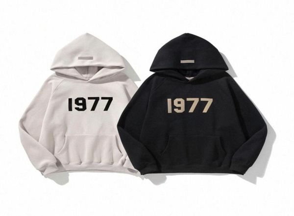 

mens hoodies men women sweatshirt 1977 flocked hoodie couples loose fashion hooded4252669, Black