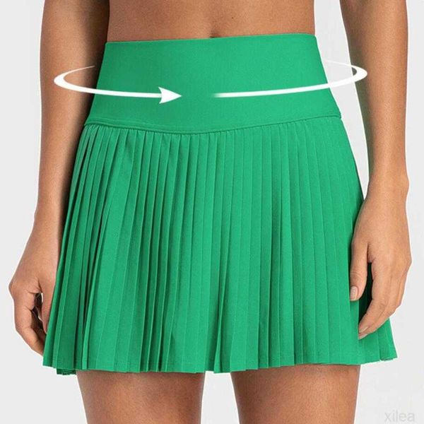 

skirts lu-383 pleated yoga outfits tennis golf sports shorts with inside pocket women's leggings quick dry breathable pants running exe