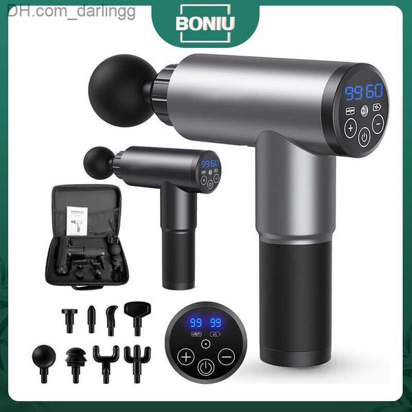 

8 heads massage gun lcd display deep muscle massager pain body neck relaxation fitness shaping relief q230830