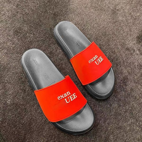 

designer shoe luxury men woman sandal classic rubber 3d embossing thick bottom street printing embedded letter slipper summer beach pool fla, Black