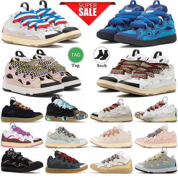 

lavins curb leather sneakers designer casual shoes men women luxury paris extraordinary rubber platform white ivory mens trainers comfort wo, Black