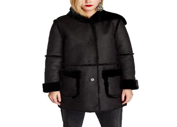 

whole2017 winter jacket women casual faux fur coat black womens clothing long sleeve shearling coat women hoodeds jacket6393437