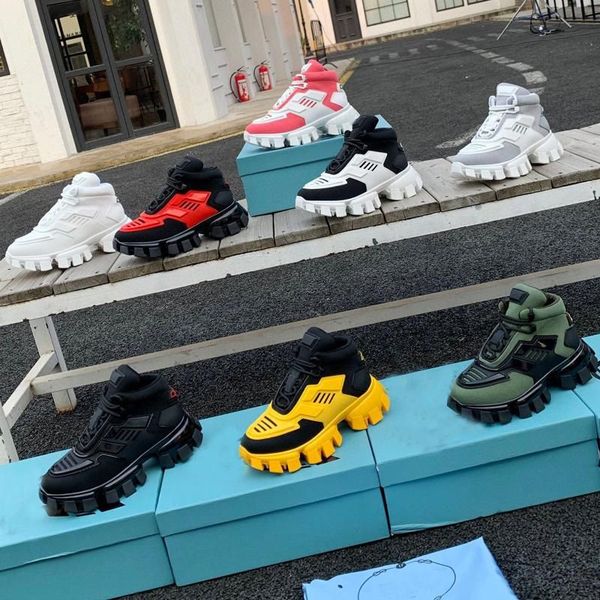 

men casual sports high shoes fashion lady lace-up designer sneaker 100% leather women gym thick bottom trainers platform womens man sneakers, Black