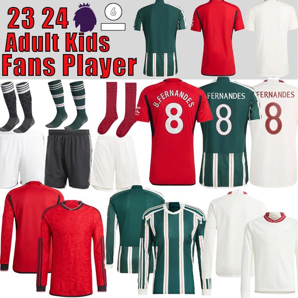

2023 2024 rashford soccer jerseys mans utds antony martinez casemiro mount garnacho 23 24 manchesters football shirt men women uniforms long, Black;yellow