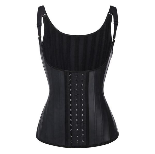 

25 steel boned shaper wear waist cincher glossy halter underbust latex corset vest rubber slimming modeling strap waist trainer bu9622768, Black;white