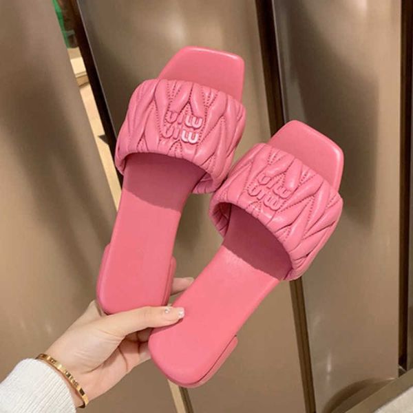 

designer slippers miui slipper fashion anti slip folding flat bottom candy color beach slippers women outdoor slides hwrv
