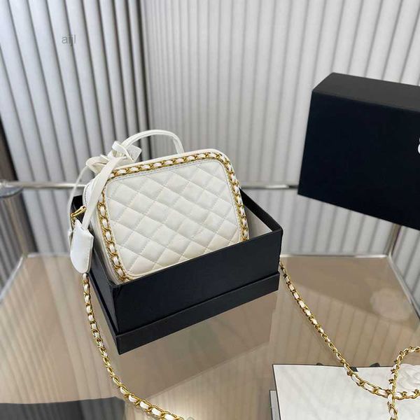 

2022 fashion women trunk makeup designer bag luxury gold chain metal accessories classic diamond lattice quilted handbag messenger vintage s