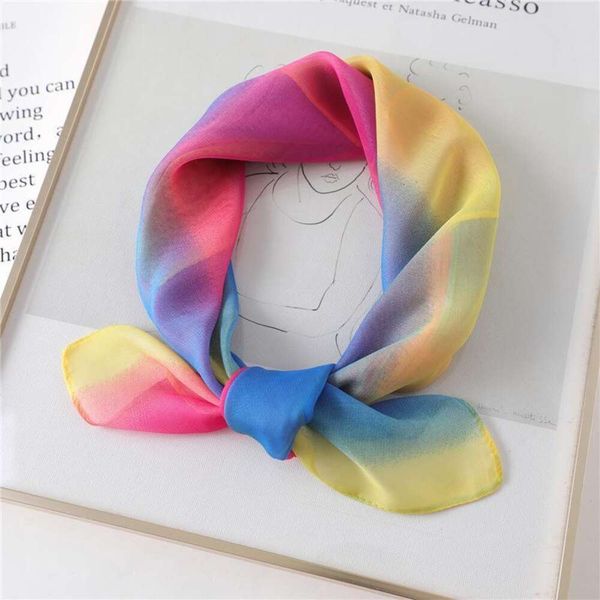 

item ever changing colorful striped scarf all matching decorative square towel for women in spring summer autumn, Blue;gray