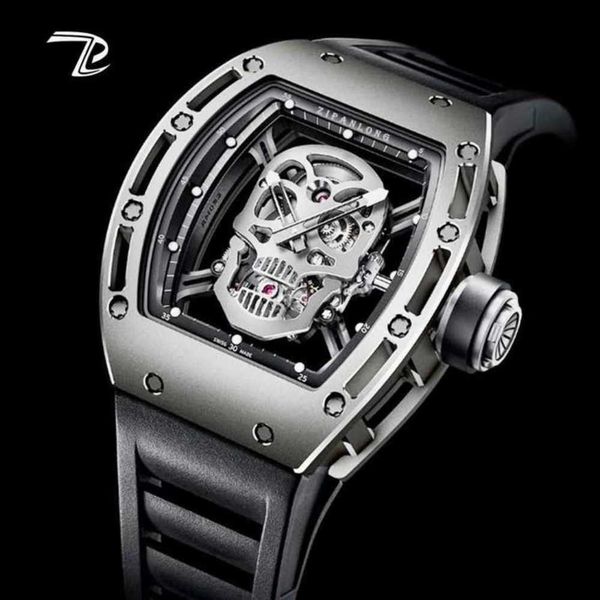 

milles watches richads mille skull head richad watch mens same aggressive waterproof hollow out large dial fully automatic bucket shaped, Slivery;golden