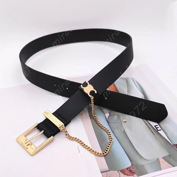 

mens designer belts with chain luxury cowskin waistband fashion black belt classic gold letters buckle waistbands for women width 3.2cm hot, Black;brown