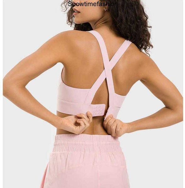 

l-227 three-row buckle yoga tank high-strength shock-proof sports bra for women's nude high elastic recovery sports bra, White