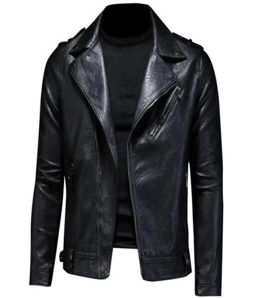 

autumn new men039s faux leather jacket slim fashion designer side zipper streetwear personality motorcycle outerwear male coat1938697, Black;brown