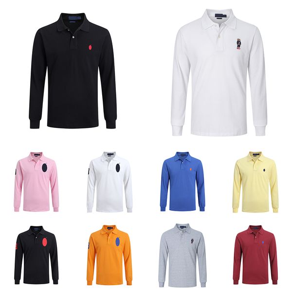 

ralphs designer polos mens dress shirts fashion ralphs embroidered logo polos men long sleeved shirt tees luxurys clothing sleeve laurens c, White;black