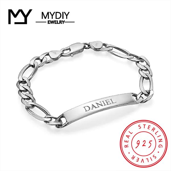 

charm personalized sier men's id bracelet engraving custom men's bracelet engraving father's day gift for his boyfriend husba, Golden