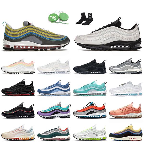 

fashion women mens max 97 running shoes mschf x inri jesus og maxs97 trainers white black pink foam silver purple bullet tropical twist runn