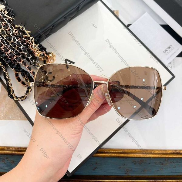 

2023 new xiangjia glasses chain 4274 sunglasses women's metal calfskin woven leg uv protection{category}, White;black