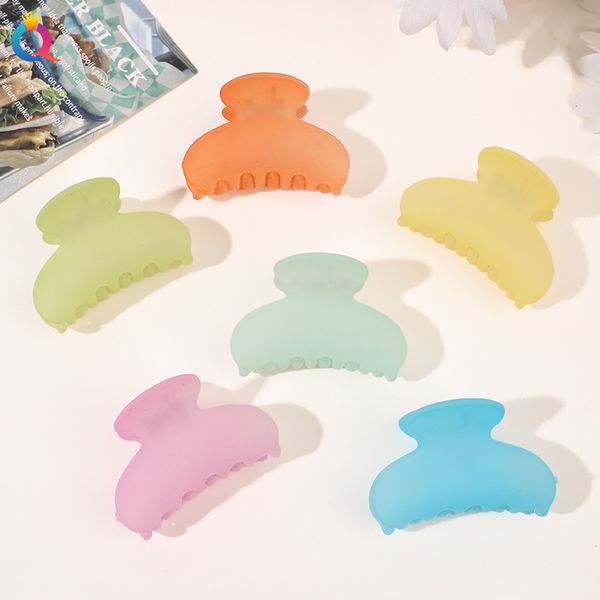 

matte candy color hair clip korean fashion claw clip headwear small hair claw acrylic hairpin crab women girl hair accessories 2517, Slivery;white