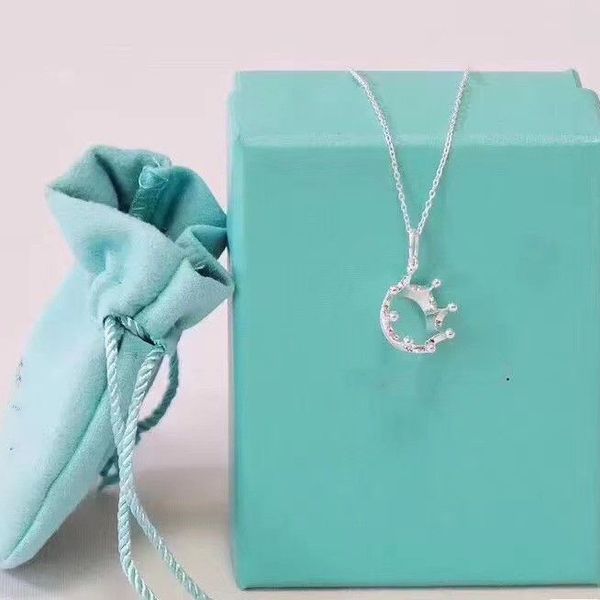 

designer necklace classic gold pendant necklace fashion designer design 925 women's crown gift smile necklace, Silver