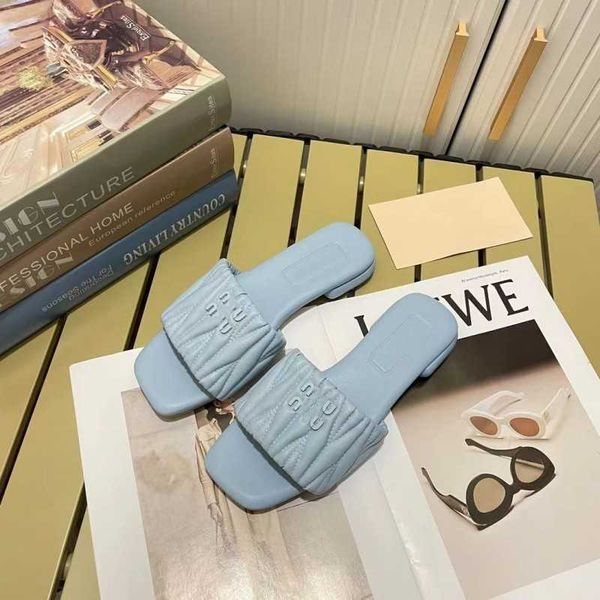

designer slippers miui slipper high slippers women leather flat bottomed flip flops external outdoor slides 7pem