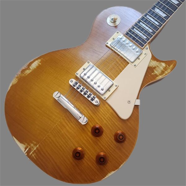 

heavy electric guitar, pinskill binding, wood body, wood neck piece, abr-1 bridge