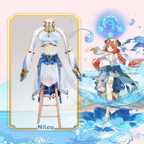 

theme costume nilou cosplay costume genshin impact carnival uniform wig anime halloween costumes women game 230830, Black;red