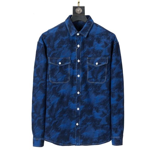 

fashion denim shirt long sleeved high-quality new men's casual slim fitting men's designer letter printing brand cotton clothing, White;black