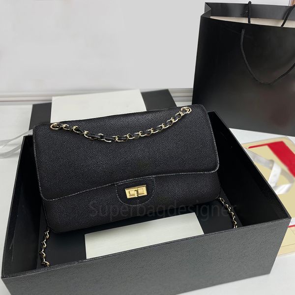 

7a mirror quality classic flag bag caviar lambskin leather purse shoulder chains leather women handbag serial code 25.5cm 30cm full packagin