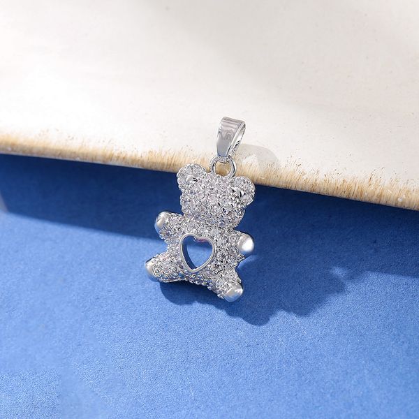 

CZ Micro Pave Heart Key Flower Charm Pendant for Necklace Making