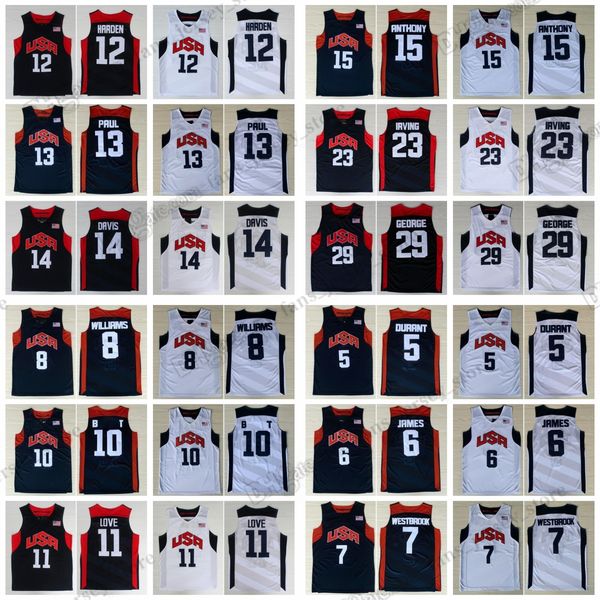 

custom 2012 retro basketball jerseys durant james westbrook willirms 10bryant love paul drvis anthony irving george any name any number stit, Black;red
