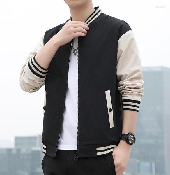 

men039s jackets spring and autumn mens coats baseball collar striped patchwork fashion clothing trends slim fit5994971, Black;brown