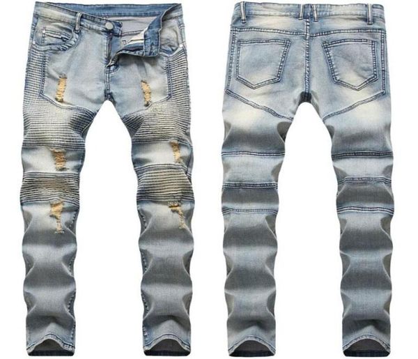 

men039s distressed ripped skinny jeans fashion design mens jeans slim motorcycle moto biker causal mens denim pants hip hop men5991827, Blue