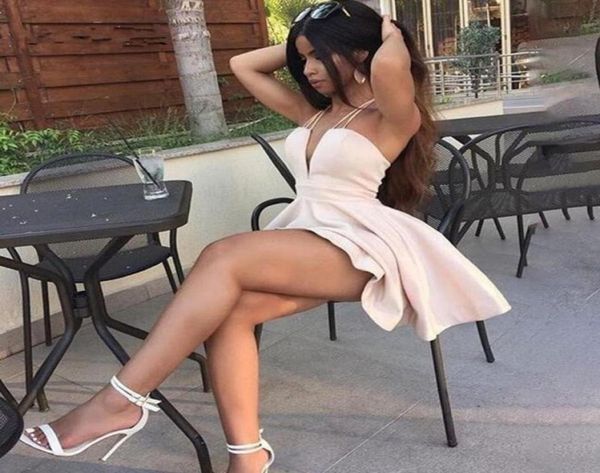 

party dresses v neck champagne homecoming 2021 spaghetti strap above knee mini short gown vestido de cocktail dress7720268, White;black