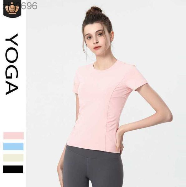 

2023 desginer al yoga t shirt aloshort sleeve women's thin running quick dried t-shirt slim fit sports fitness suit, White