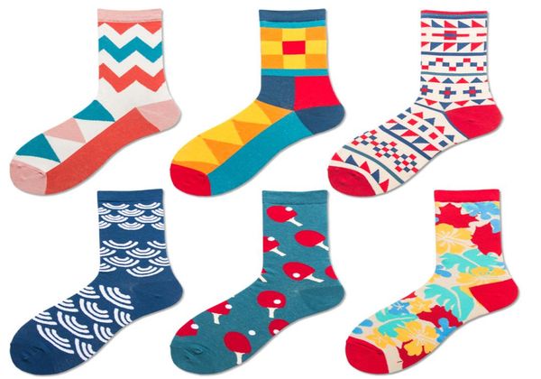

mens happy color mens fashion print socks cotton sports striped plaid comfortable warm socks sports socks7988101, Black