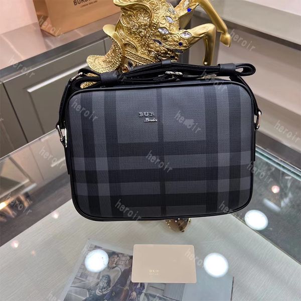 

7a quality luxury tb camera stripe bag classic nylon handbags designer vintage check and leather crossbody women's men wallet messenger