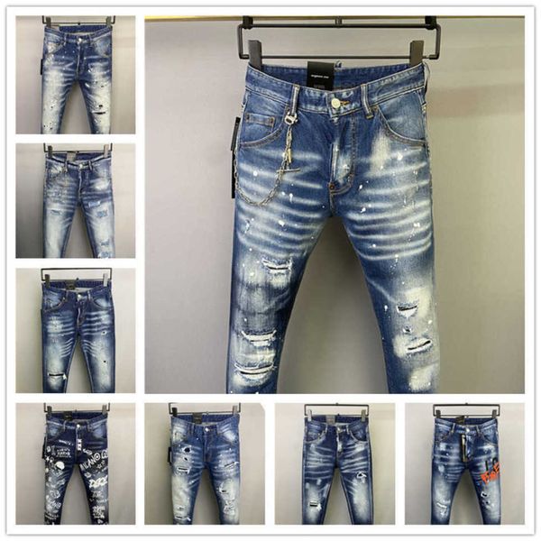 

2023 new arrivals d2 mens luxury purple designer denim jeans holes trousers dsquare jeans coolguy biker pants mens clothing 2n4w4, Blue