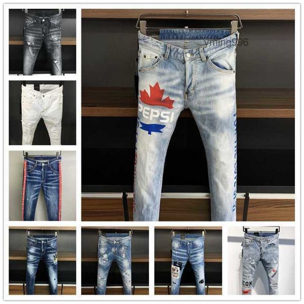 

2023 new arrivals d2 mens luxury purple designer denim jeans holes trousers dsquare jeans coolguy biker pants mens clothing 2p6t6, Blue
