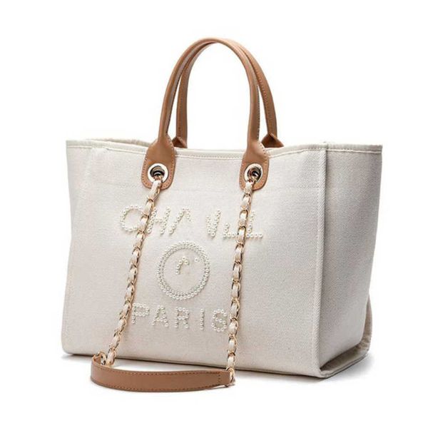 

women's fashion luxury beach bags brand ch canvas handbag designer classics backpacks pearl ladies large evening handbags purse women b