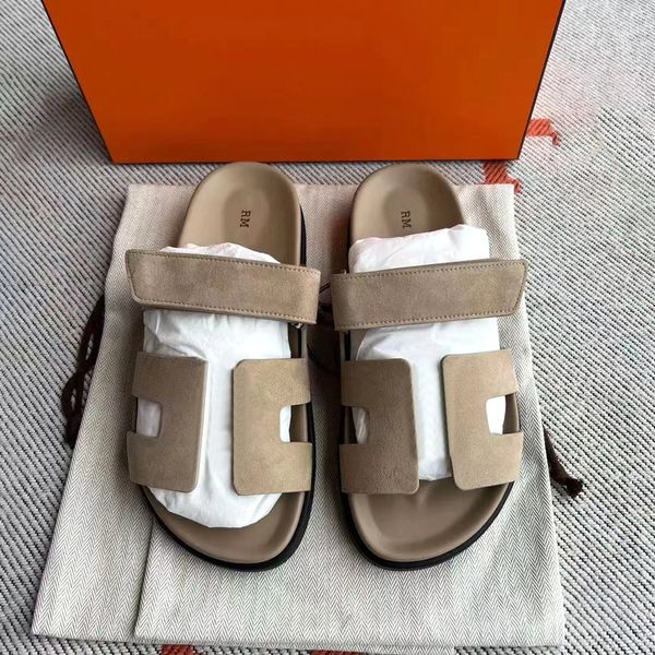 

luxury designer women sandals shypre summer beach oran rubber slipper h canvas calfskin adjustable leather slide comfort flatgoatskin shoe w, Black