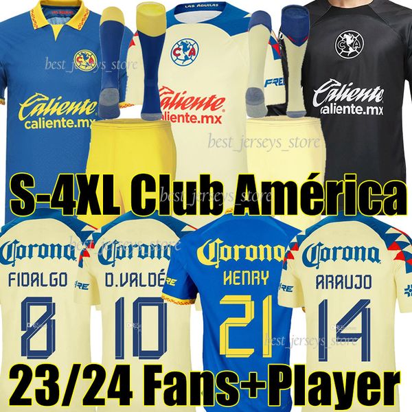 

4xl liga mx club america soccer jerseys 22/23/24 third henry r.martinez d.valdes g.ochoa fidalgo 2023 fans player version maillot men kids k, Black;yellow