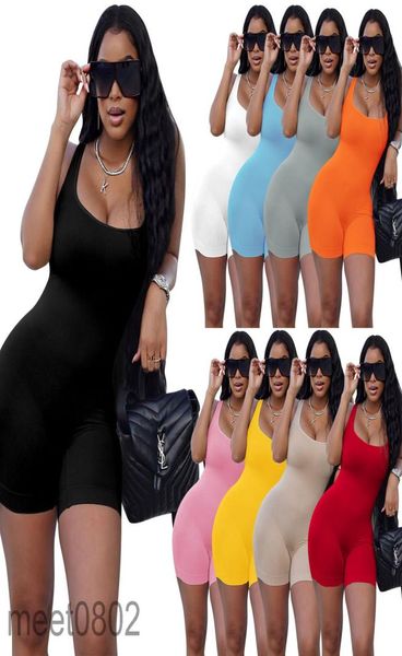 

women jumpsuit 2021 summer new designer fashion women039s u neck solid color thread slim casual multi color onepiece pants sle5340616, Black;white