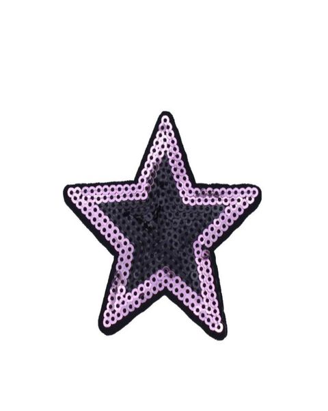 

10pcs sequined star patches for clothing iron on transfer applique kids patch for jeans bags diy sew on embroidery sequins9101697, Black