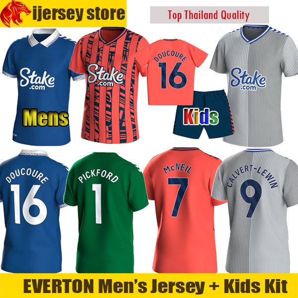 

23 24 mcneil soccer jerseys 2023 2024 onana calvert-lewin gray doucoure iwobi football shirt coleman simms pickford goalkeeper kit mens jers, Black;yellow