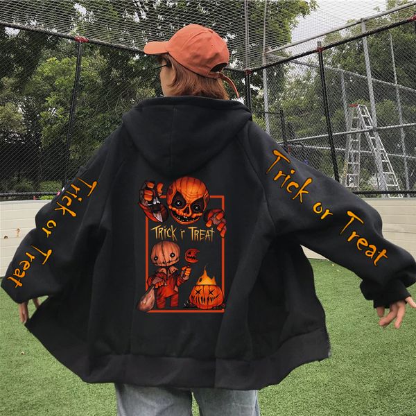 

men's hoodies sweatshirts trick r treat sam pumpkin halloween hoodie sweatshirt horror jacket zipper 230829, Black