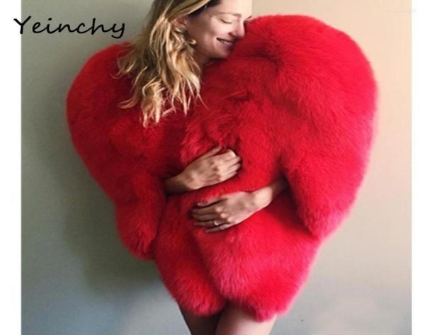 

women039s fur yeinchy women fashion jacket ladies faux autumn and winter big red heart style coat fm62916367601, Black