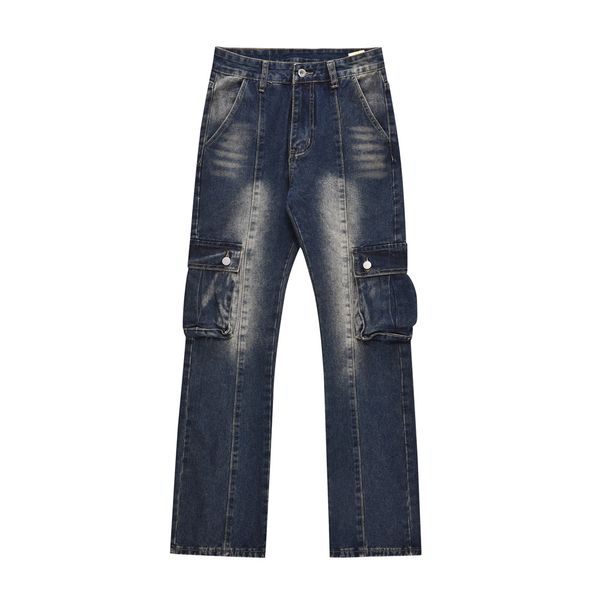 

autumn fashion solid color pants men's casual high-quality jeans, Blue